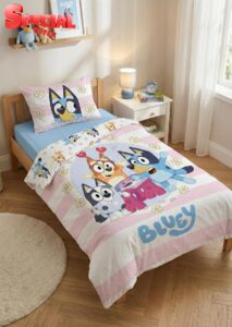 Bluey Children's Bedding Set – 100% Cotton – Duvet Cover 100 x 135 cm + Pillowcase 40 x 60 cm – Bluey