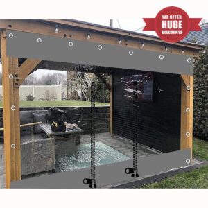 Waterproof Tarp Curtains - PVC Transparent Tarpaulin Side Panels with Zip - Weatherproof Partition for Pergola