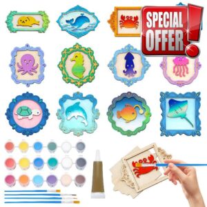 12 Pcs Marine Animal Frames Wooden Craft
