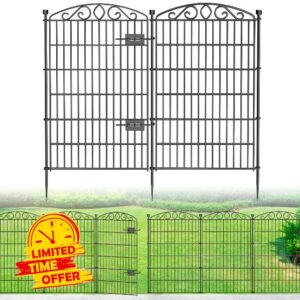 12 Panel No Dig Decorative Garden Fence with Gate - 107cm H x 8.1 m L