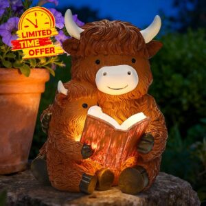 GIGALUMI Solar Highland Cow Garden Ornaments Outdoor