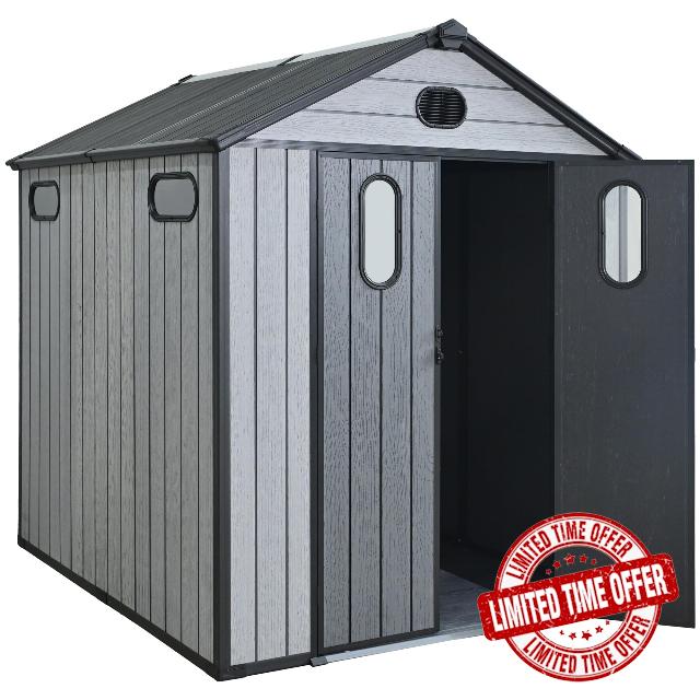 Aweather Large Multi-Purpose Garden Shed - 6ft x7.5ft Heavy-Duty Outdoor Storage Shed