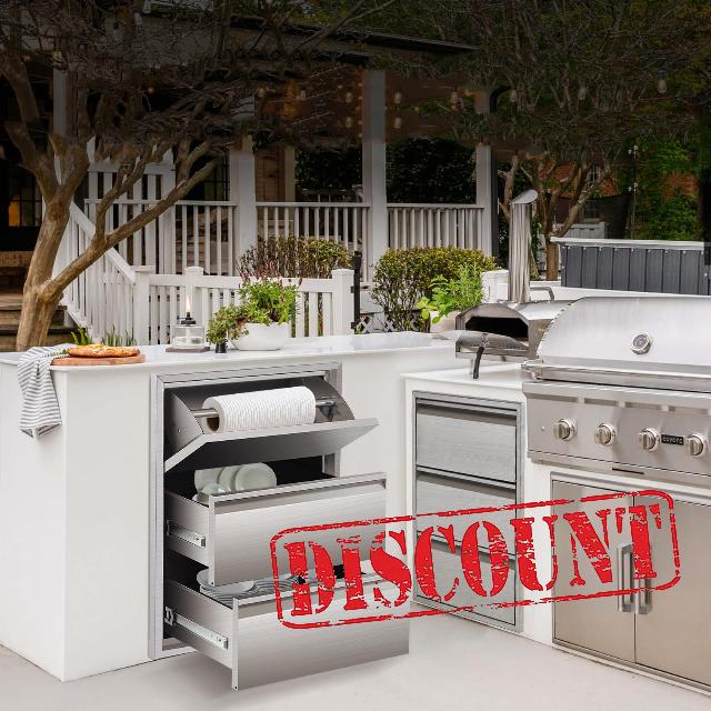 Heavy-Duty Outdoor Kitchen Drawers with Paper Towel Holder