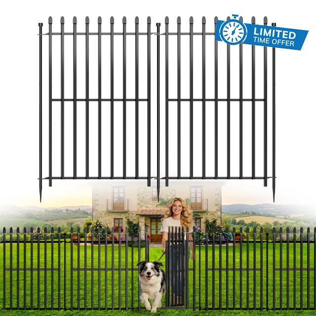 10 Panels No Dig Decorative Garden Fence with Gate