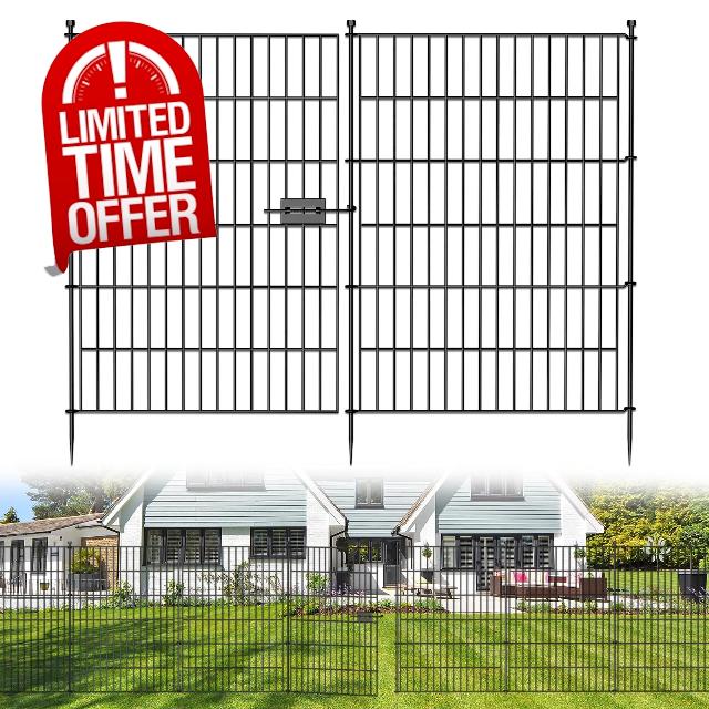 10 Panels No Dig Decorative Garden Fence with Gate