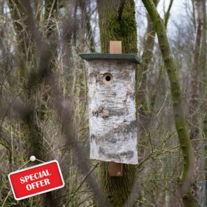 CJ Wildlife Woodpecker Bird Box for Gardens – Bird Nesting Box – Birch Log Nest Box – Woodpecker Friendly – FSC® 100% Wood – Suitable for Garden Birds