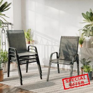 ALAULM Stackable Garden Chairs Set of 4