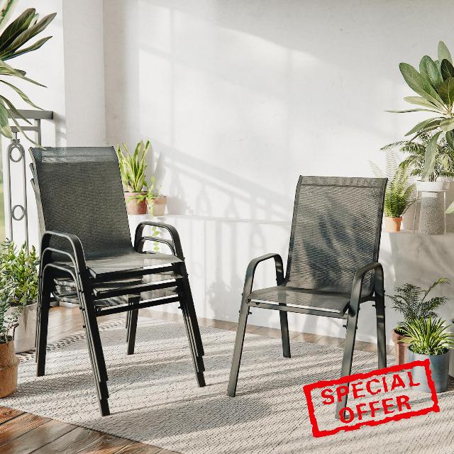ALAULM Stackable Garden Chairs Set of 4