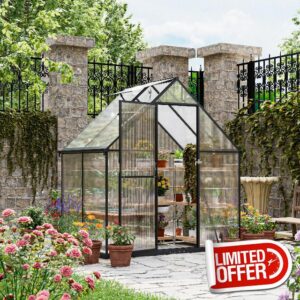 ALAULM 6 x 4ft Polycarbonate Greenhouse
