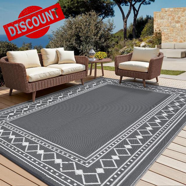 CAROMIO Outdoor Rug 240 x 300 cm Reversible Modern Geometric Patio Rug Waterproof