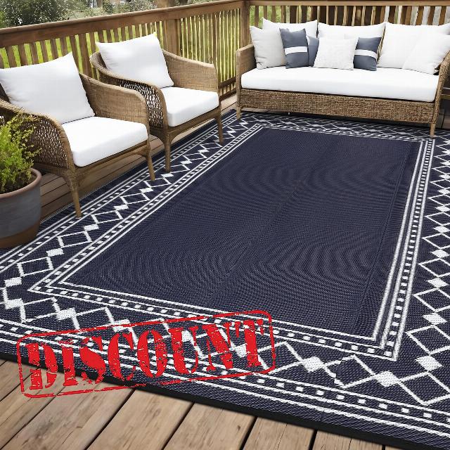 CAROMIO Outdoor Rug 240 x 300 cm Reversible Modern Geometric Patio Rug Waterproof