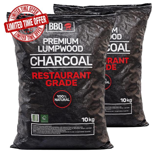 Green Olive Firewood Company - 20KG (2 x10kg) Restaurant Grade Lumpwood BBQ Charcoal Bag - Large Chunks for Longer Cooking - Ideal for Charcoal Barbecues and Outdoor Grilling - Premium BBQ Coal