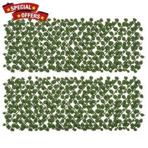Outsunny Set of 2 Expandable Artificial Trellis Hedges – Realistic Leaf Privacy Screen for Indoor & Outdoor