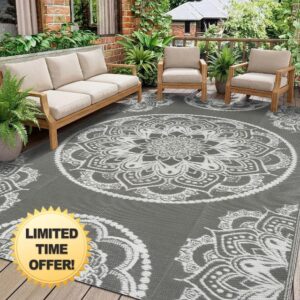 Outdoor Rug for Patio Waterproof 150x245cm Reversible Large Outdoor Rug