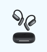 Black over-ear wireless headphones with cushioned earcups and adjustable headband. Sleek design with visible brand logo on earcup.