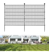 10 Panels Decorative Garden Fence, Total 61 cm (H) x 610 cm (L) Metal Fence Panels, No Dig Fence ...