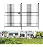 10 Panels Decorative Garden Fence, Total 101 cm (H) x 719 cm (L) Metal Fence Panels, No Dig Fence...