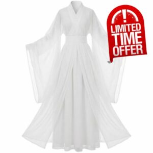White Hanfu Dress with Long Sleeve Chinese Traditional Dress Vintage Fairy Cosplay Costume for Performance Fancy Dress