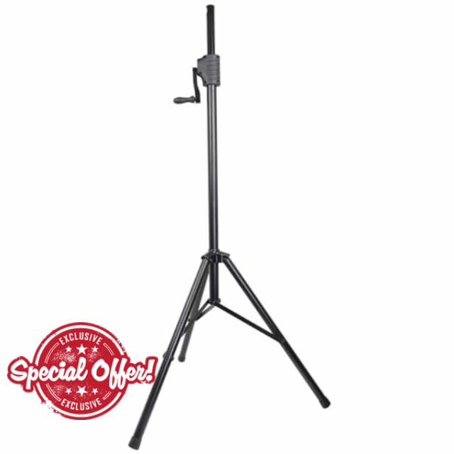 Citronic | Adjustable Steel & Aluminium Speaker Stand with Winch | 1.2m–2.0m Height | Max 50Kg Load | Portable PA DJ Studio Floor Tripod | Heavy Duty Black Mount for Speakers & Sound Systems