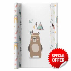 Kikido Changing Mat 50x70 - Teddy - Anti-Roll Baby Changing Pad - Universal Mat with Safety Edges