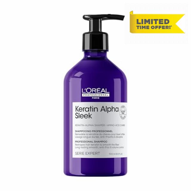 L'Oréal Professionnel Keratin Alpha Sleek Sulphate-Free Shampoo for Smoothing & Frizz Control
