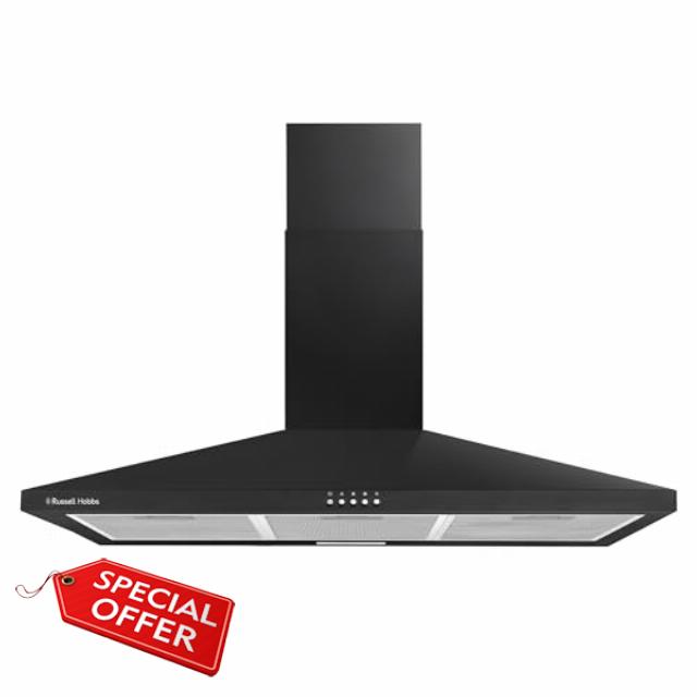 Russell Hobbs 90cm Chimney Cooker Hood in Black with 3 Speed Settings