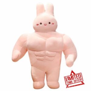 Cute Pink Muscle Bunny Plush