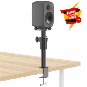 Height Adjustable Clamp-On Desktop Speaker Stands for Genelec G3/8030C/8330A Stand with Cable Management - Desktop Studio Monitor Stands for Genelec Studio Monitor Stand Up to 30Lbs to Elevate Sound