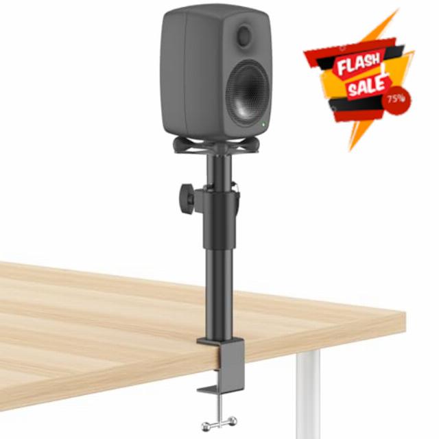 Height Adjustable Clamp-On Desktop Speaker Stands for Genelec G3/8030C/8330A Stand with Cable Management - Desktop Studio Monitor Stands for Genelec Studio Monitor Stand Up to 30Lbs to Elevate Sound