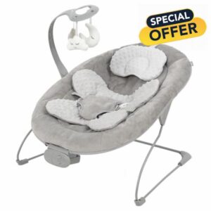 Puggle Comfy Snug Plush Music & Vibration Bouncer - Melange Grey