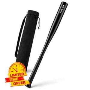 Hardened Steel Baseball Bat – Matt Black Finish – Non-slip Handle with Wrapped Tape – Includes Flannel Carrying Bag