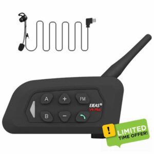 EJEAS V4C Plus Football Referee Bluetooth Intercom Headset with FM Radio and CVC Noise Reduction for 4 Referees Intercom (1 Pack)