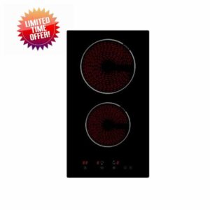 Cookology Essentials AECHDOM30 Ceramic Hob 30cm Domino - Electric Hob with 2 Zones - Touch Control - 9 Power Levels - Timer - Residual Heat Indicators - Child Safety Lock - UK Plug Fitted - Black