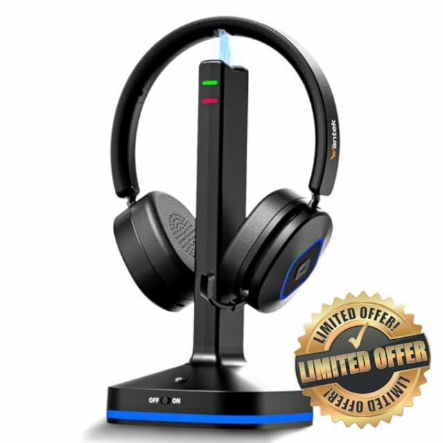 Wantek Wireless Bluetooth Headset With Noise-Cancelling Microphone