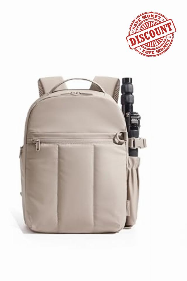 bagsmart Small Camera Backpack Bag for DSLR SLR Mirrorless Cameras Photographer with Tripod Holder 13.6" Laptop Compartment Women Travel Bag