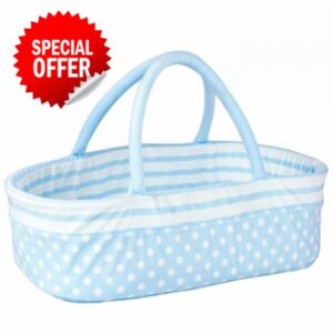 Reborn Baby Dolls Bassinet Blue Crib Bed Soft Toddler Doll Carrier for 18-24 Inch Baby Doll Accessories Baskets with Handle (Blue)