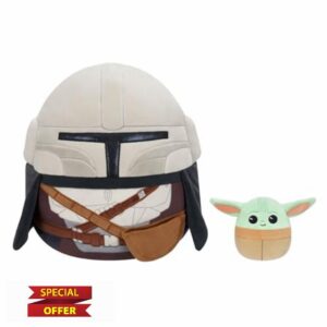 Squishmallows Original Star Wars 12-Inch Mandalorian + 3.5-Inch Grogu Plush (2-Pack)