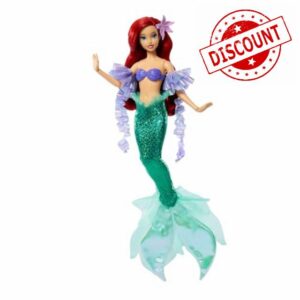​Mattel Disney Princess Mermaid Ariel Sparkling Princess Fashion Doll & Accessory with Removable Tail