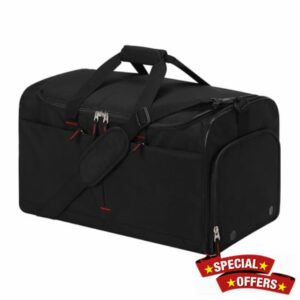 55L Sports Gym Bag with Shoes Compartment and Wet Pocket - 21 inch Mens Holdall Duffle Bags for Swimming Fitness (Black)