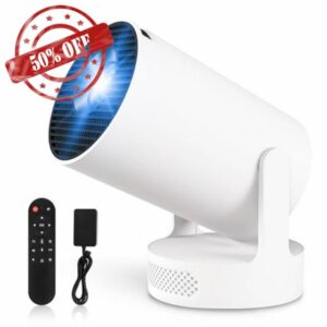 Mini Projector 1080P FHD 4K Supported Portable Projector Smart Projector WiFi 6 BT5.4 180° Rotation with Auto Keystone for Home Bedroom HDMI/TV Stick/USB