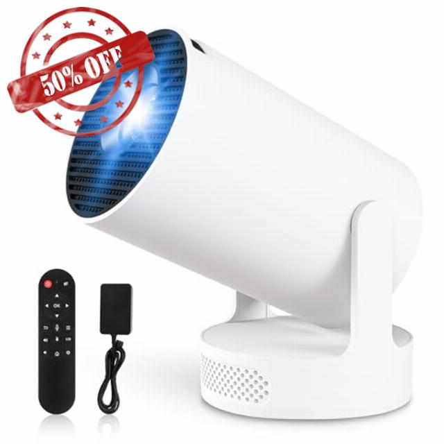 Mini Projector 1080P FHD 4K Supported Portable Projector Smart Projector WiFi 6 BT5.4 180° Rotation with Auto Keystone for Home Bedroom HDMI/TV Stick/USB