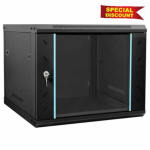 9U 19" Server Cabinet 600mm x 600mm – Network Rack Data Cabinet with Lockable Glass Door - Fan PDU & Shelf Included – 19 Inch Rack Enclosure for Patch Panels