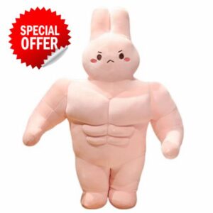 Cute Pink Muscle Bunny Plush