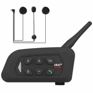 EJEAS V4 Plus Motorcycle Helmet Bluetooth 5.1 Intercom Headset with FM Radio and CVC Noise Reduction for 4 Riders Intercom (1 Pack)