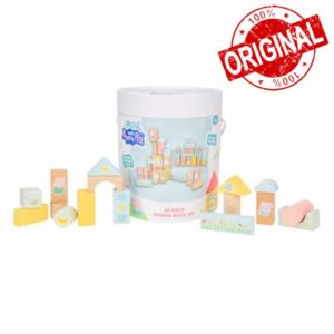 Peppa Pig Grow with Peppa 80 Piece Wooden Block Set for Toddlers 12 Months+ Chunky Building Blocks Characters Stacking Toy for Creative Play and Developme