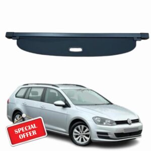 Car Parcel Shelf - Compatible with Volkswagen MK7 Golf Estate 2012-2018 | Sturdy Retractable Boot Cover for Extra Storage | Space Saving Car Accessories | Black