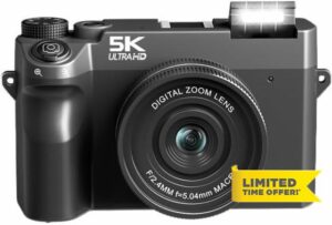 Divento Digital Camera 5K (Black + 64GB card)