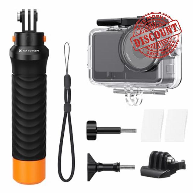 K&F CONCEPT 60M/196FT Waterproof Case with Floating Handle Kit Compatible with DJI Osmo Action 6