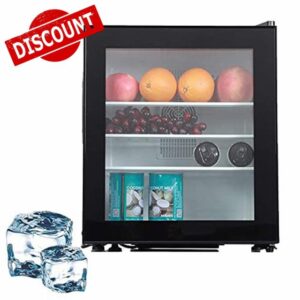 Table Top Mini Freezer with Lock | 30L Upright Single Door Freezer for Office Dorm & Apartment | Compact Vertical (glass door)