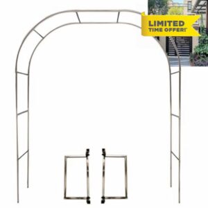 Garden Arch Stainless Steel 240cm High X 4m Wide Arbor for Climbing Plants and Wedding Ceremony
